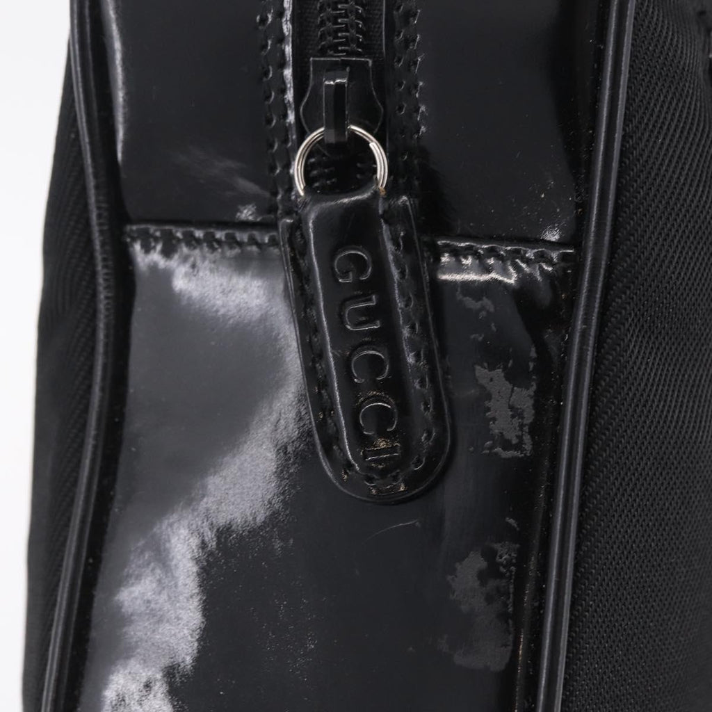 GUCCI Bamboo Hand Bag Nylon Black Silver 000 0538 Auth ep16850