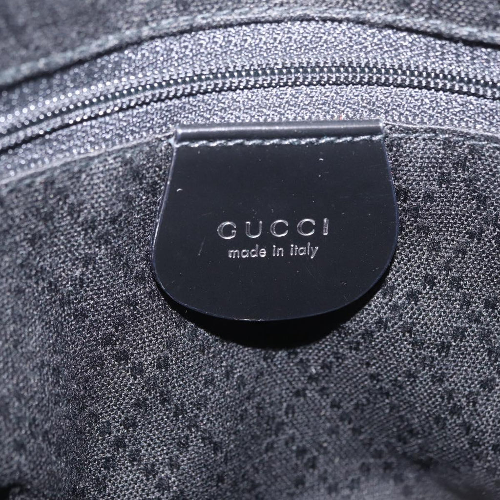 GUCCI Bamboo Hand Bag Nylon Black Silver 000 0538 Auth ep16850