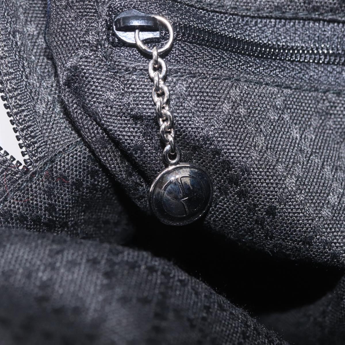 GUCCI Bamboo Hand Bag Nylon Black Silver 000 0538 Auth ep16850