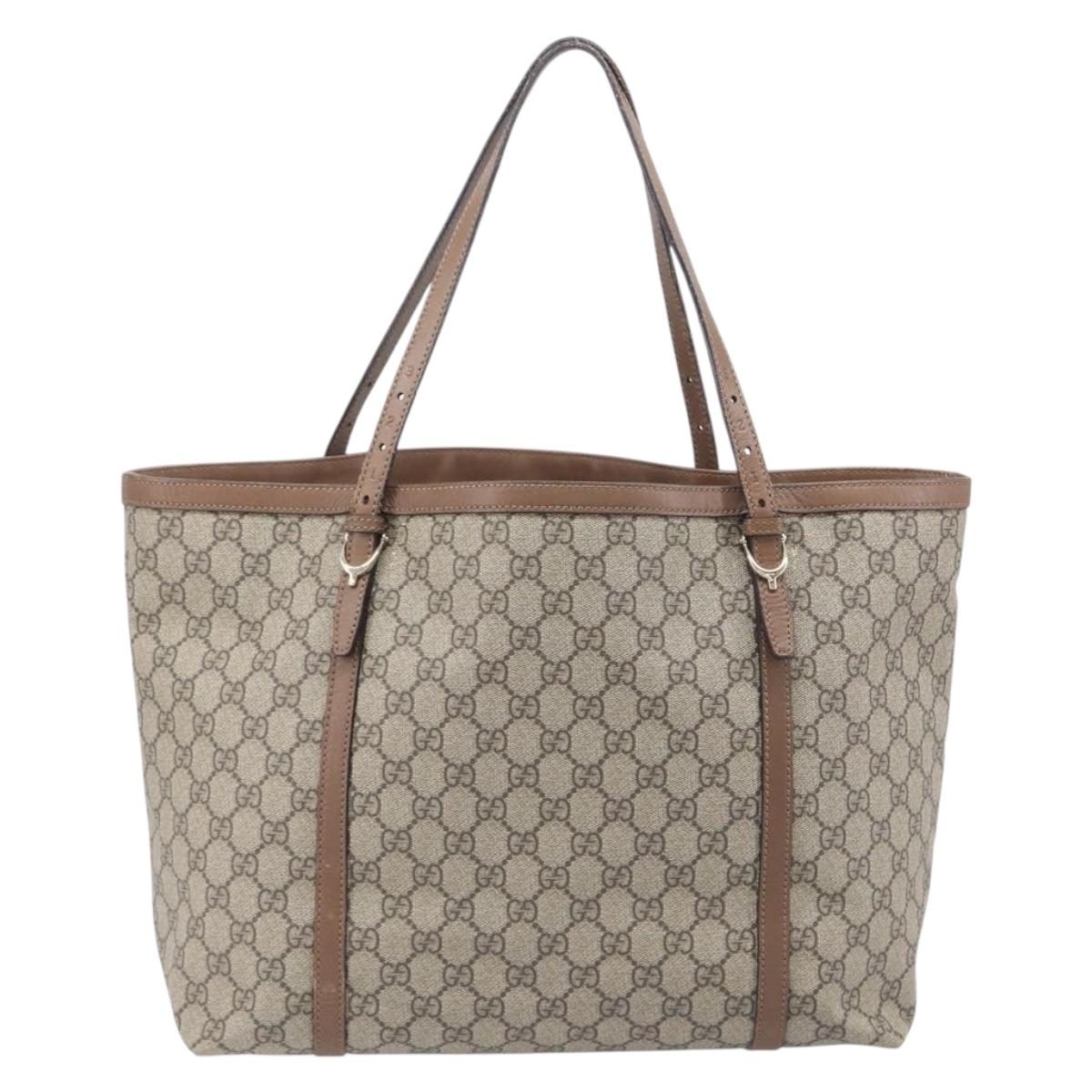 GUCCI Micro GG Supreme Tote Bag PVC Beige Gold 309613 Auth ep16905