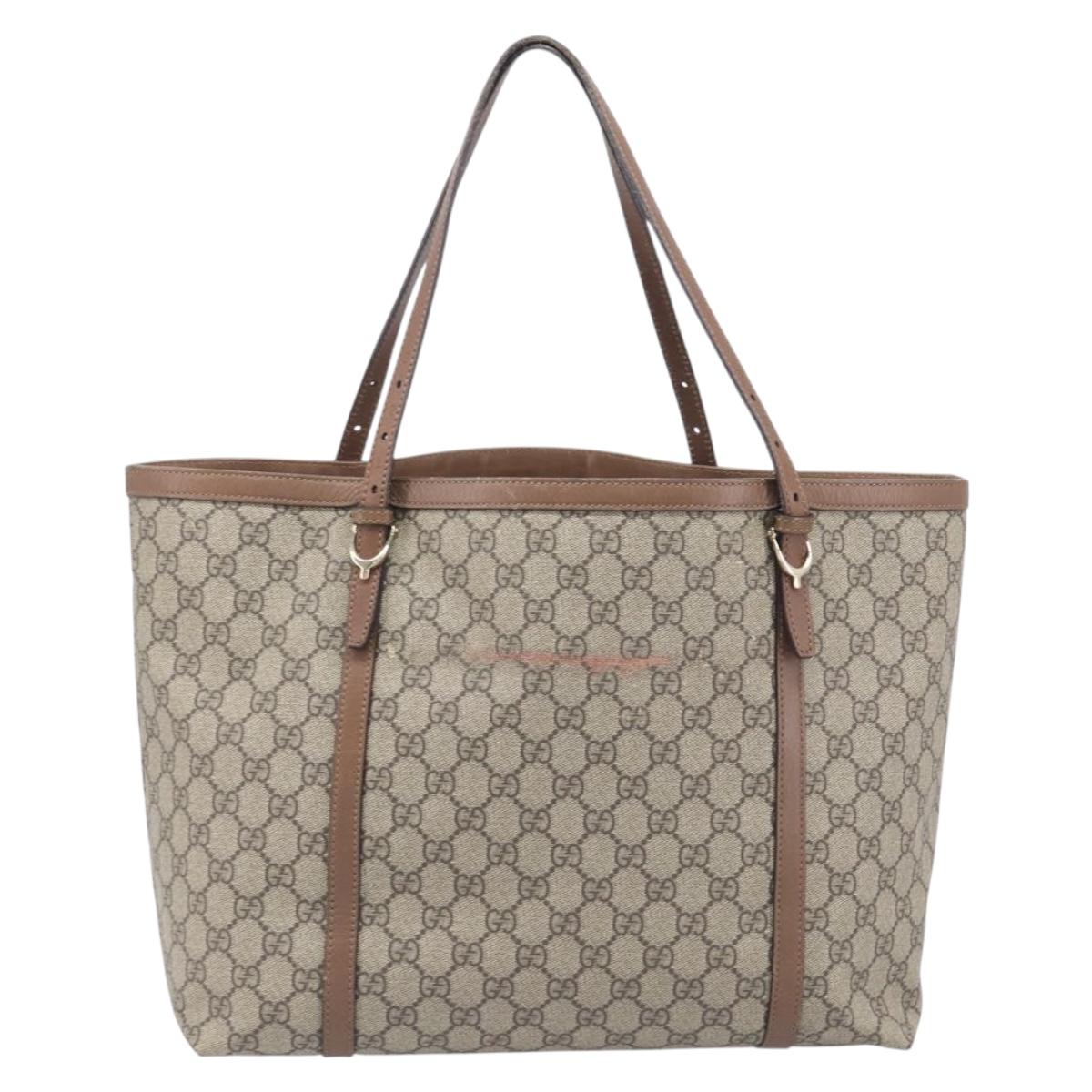 GUCCI Micro GG Supreme Tote Bag PVC Beige Gold 309613 Auth ep16905