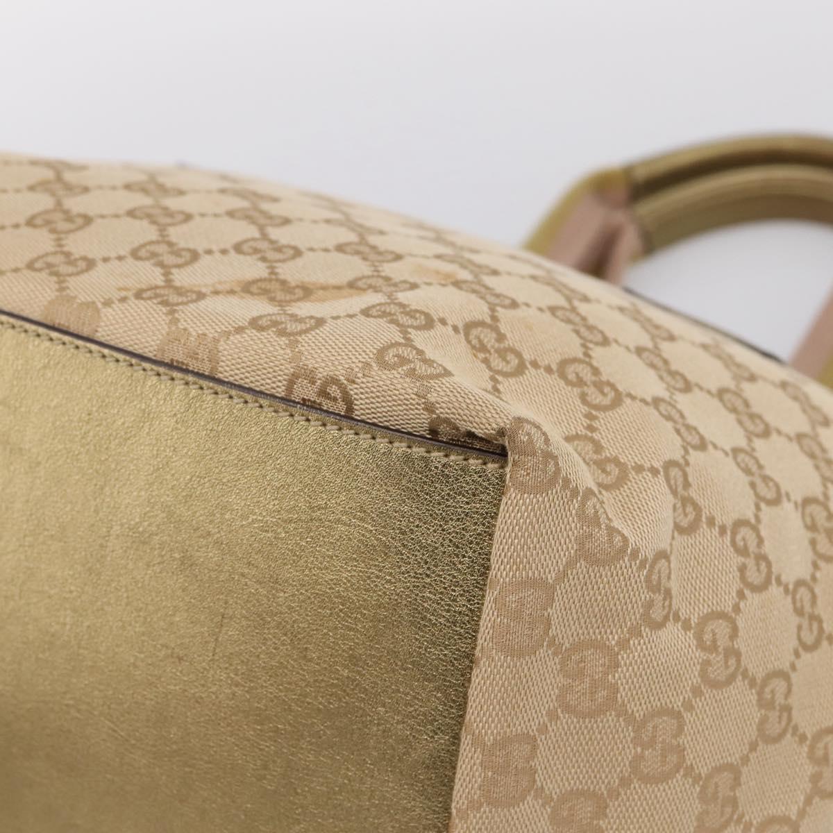 GUCCI GG Canvas Sherry Line Hand Bag Beige Gold 131230 Auth ep16915