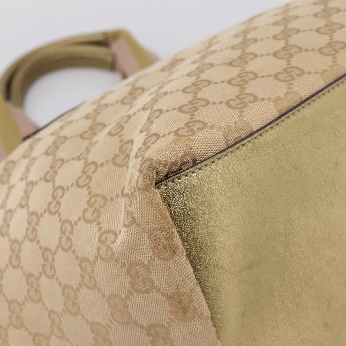 GUCCI GG Canvas Sherry Line Hand Bag Beige Gold 131230 Auth ep16915