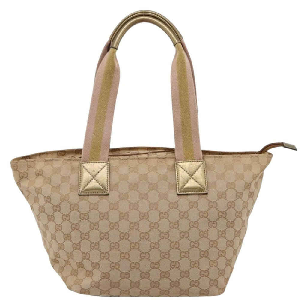 GUCCI GG Canvas Sherry Line Hand Bag Beige Gold 131230 Auth ep16915