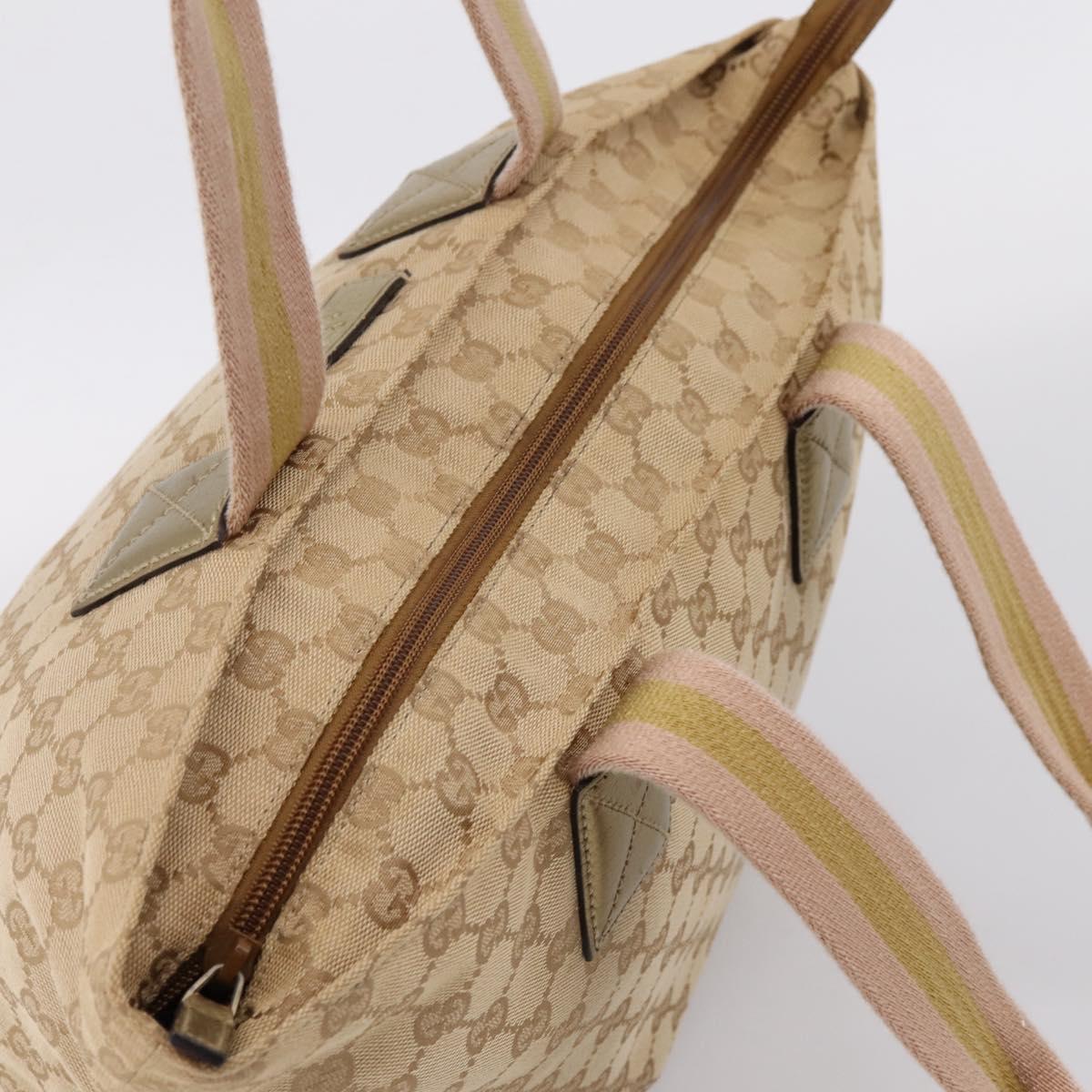 GUCCI GG Canvas Sherry Line Hand Bag Beige Gold 131230 Auth ep16915