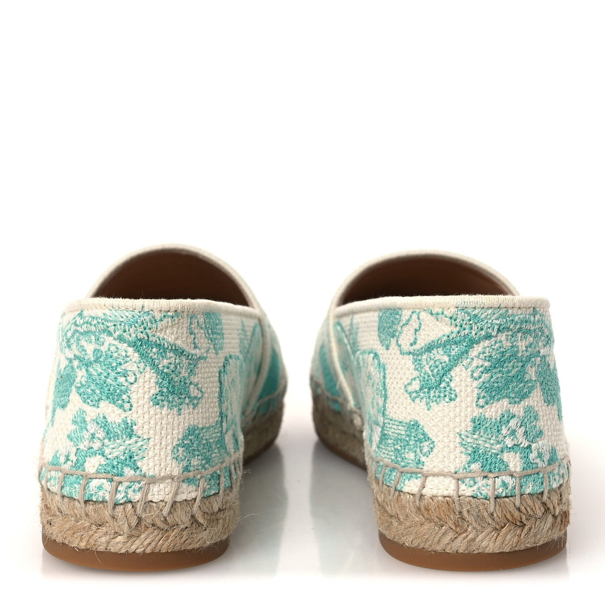 Embroidered Toile De Jouy Granville Espadrille 38.5 Aquamarine