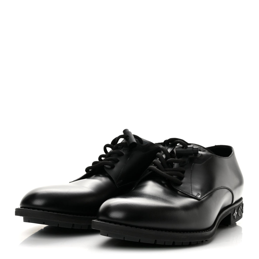 Calfskin Mens Formal Derby Shoes 6 Black