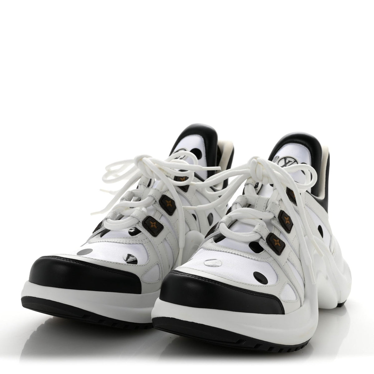 Calfskin Satin Printed Polka Dot Monogram LV Archlight Sneakers 39.5 White