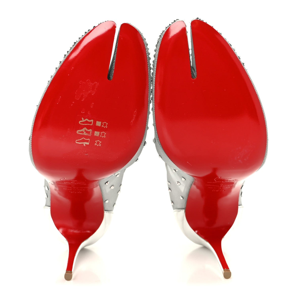 X MAISON MARGIELA Rete Glitter Specchio Bridiela Una Strass Tabi Pumps 39.5 Silver
