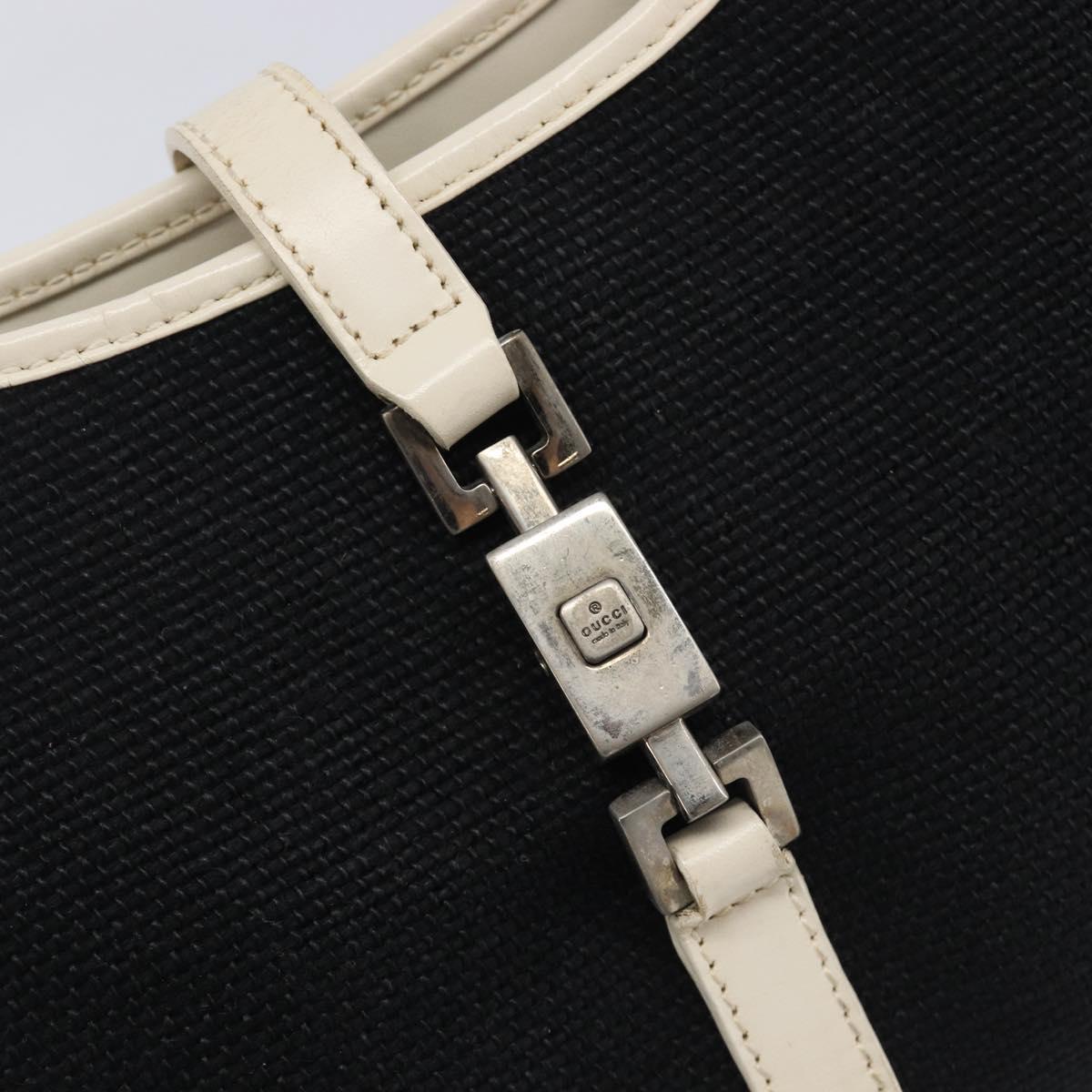 GUCCI Jackie Hand Bag Canvas Black Silver 002 1068 Auth fm5498