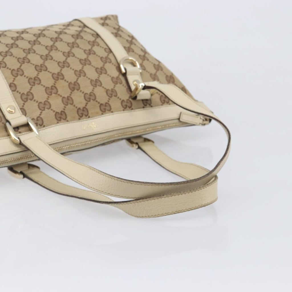 GUCCI GG Canvas Abbey Tote Bag Beige Gold 141470 Auth fm5503