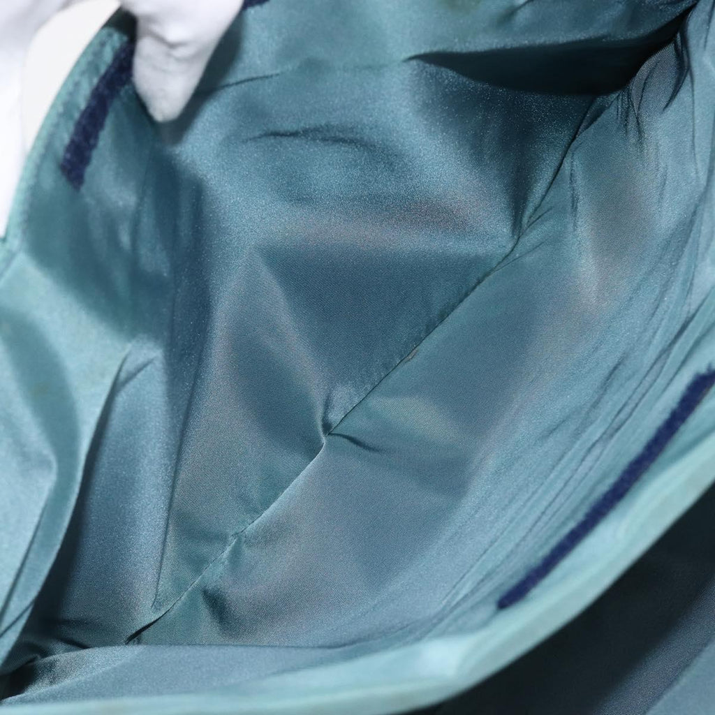 PRADA Hand Bag Nylon Green Silver Auth hk4017