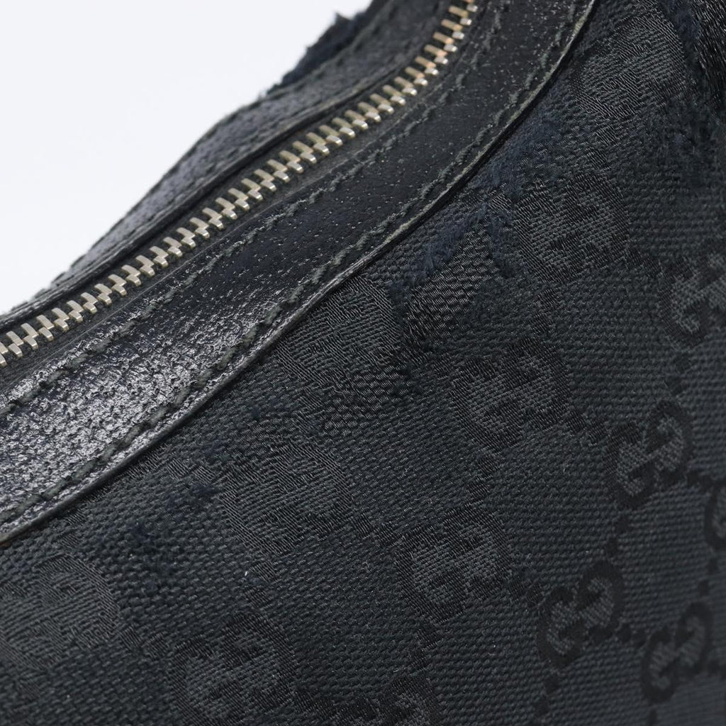 GUCCI GG Canvas Hand Bag Black Gold 145811 Auth hk4216