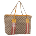 GUCCI GG Canvas Tote Bag Beige Gold 211976 Auth hk4219