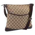 GUCCI GG Canvas Shoulder Bag Beige Silver 145857 Auth hk4220