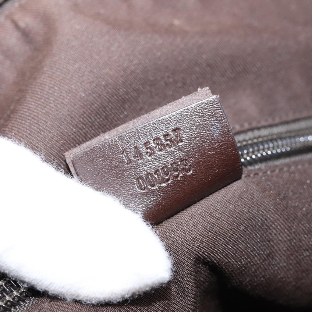 GUCCI GG Canvas Shoulder Bag Beige Silver 145857 Auth hk4220