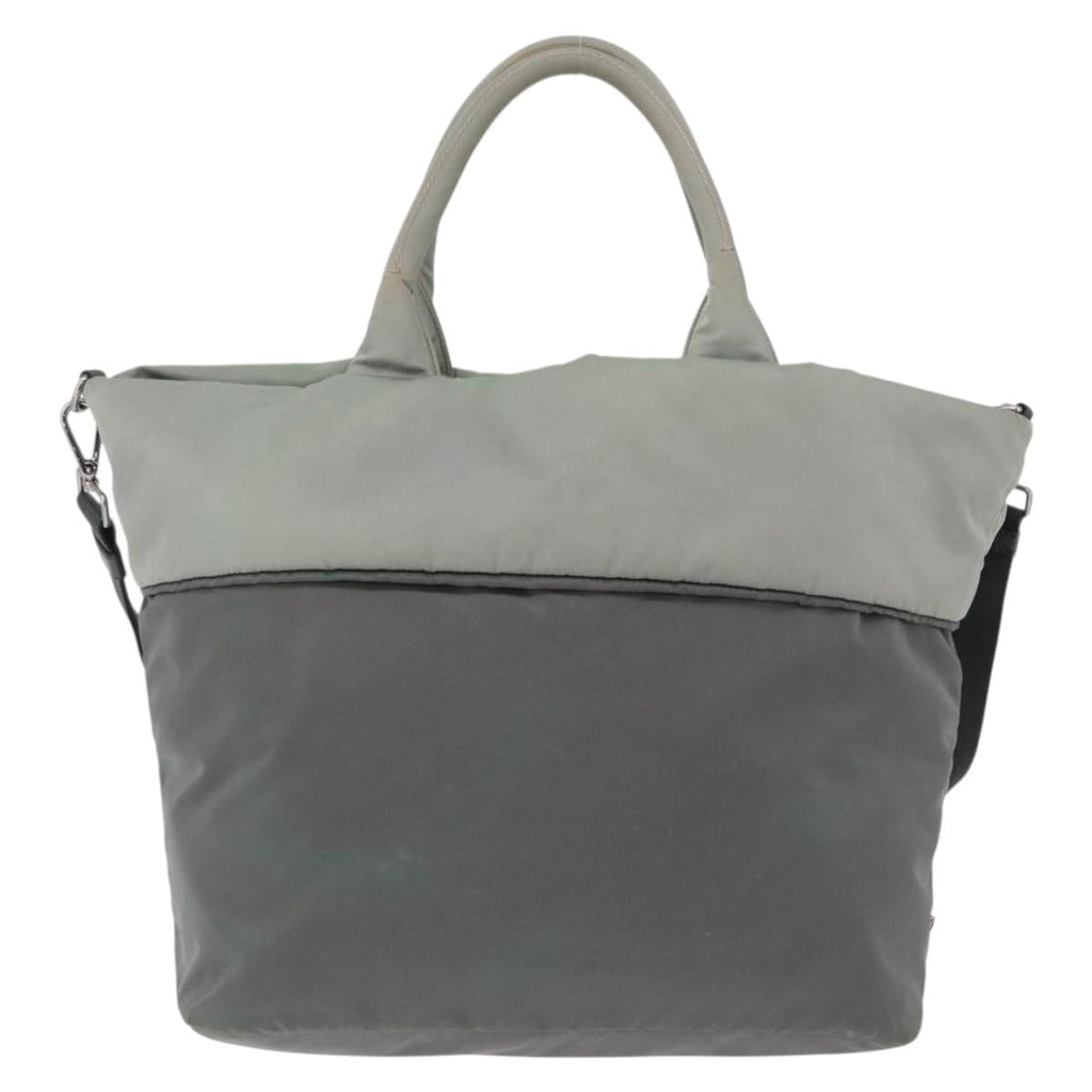 PRADA Reversible Hand Bag Nylon 2way Gray Silver Auth hk4227