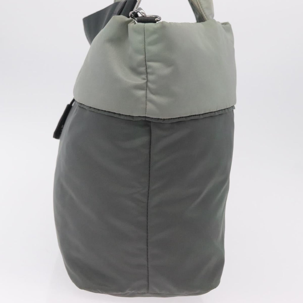 PRADA Reversible Hand Bag Nylon 2way Gray Silver Auth hk4227