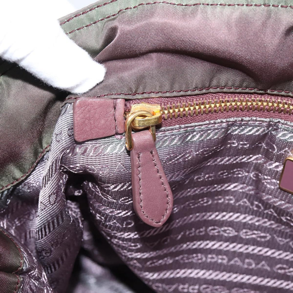 PRADA Tote Bag Nylon 2way Bordeaux Gold Auth hk4230