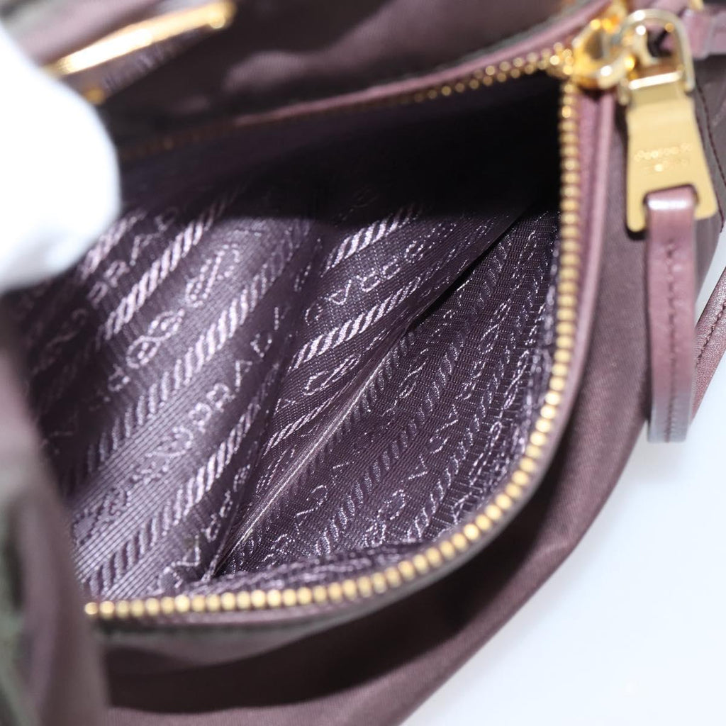 PRADA Tote Bag Nylon 2way Bordeaux Gold Auth hk4230