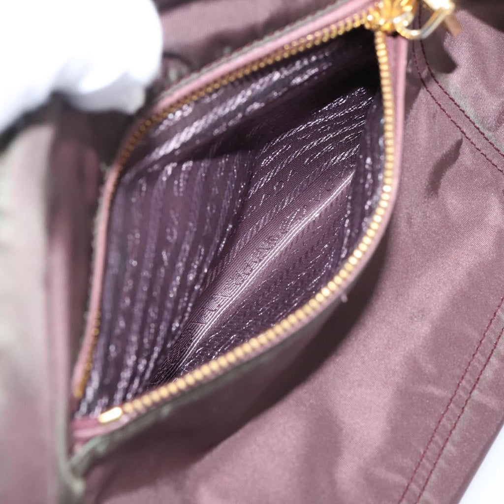 PRADA Tote Bag Nylon 2way Bordeaux Gold Auth hk4230