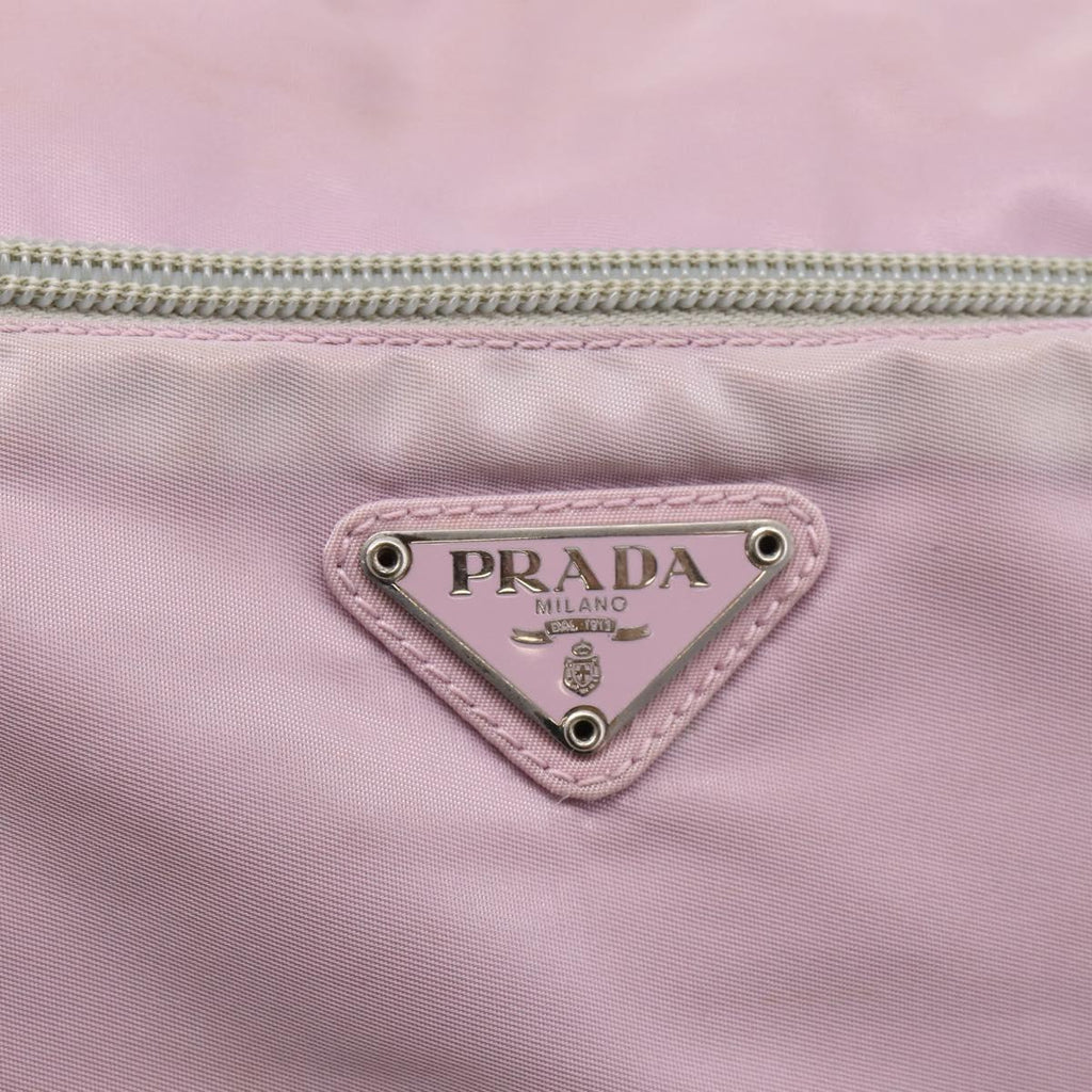 PRADA Shoulder Bag Nylon Pink Silver Auth hk4231
