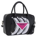 PRADA Hand Bag Leather 2way Black Silver Auth ka5717M