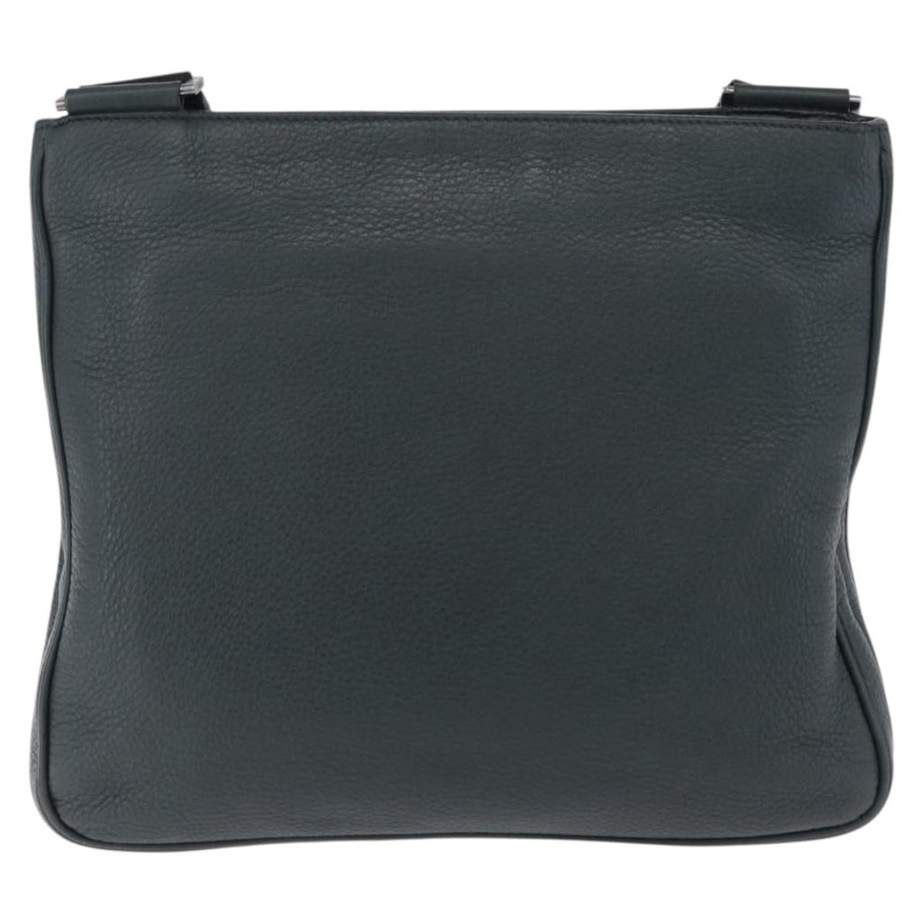 PRADA Shoulder Bag Leather Green Silver Auth ka5888V