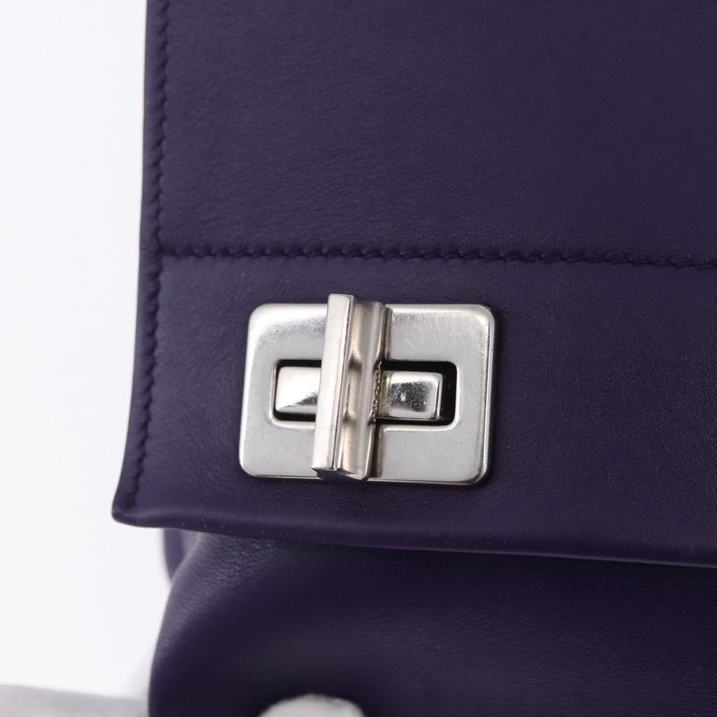 PRADA Hand Bag Leather Purple Silver Auth ka6163
