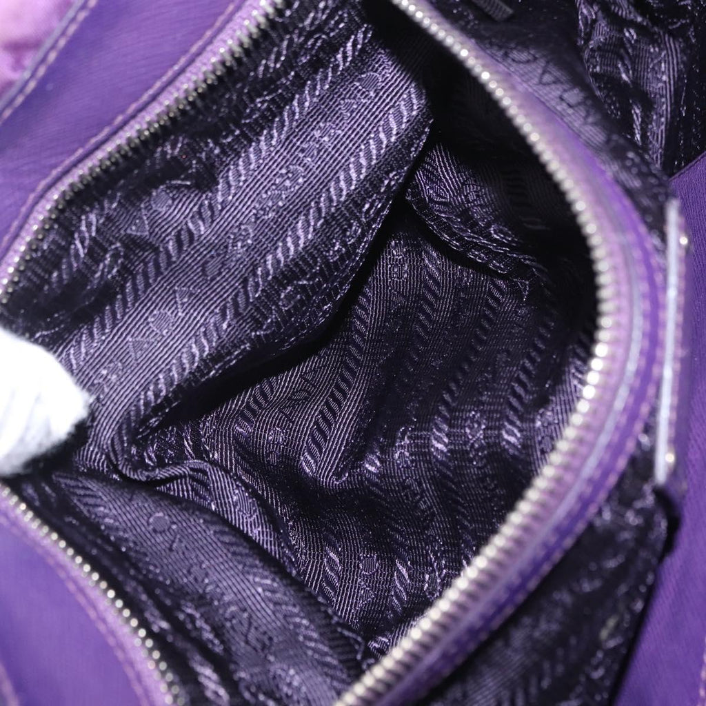 PRADA Chain Shoulder Bag Nylon Purple Silver Auth ka6524