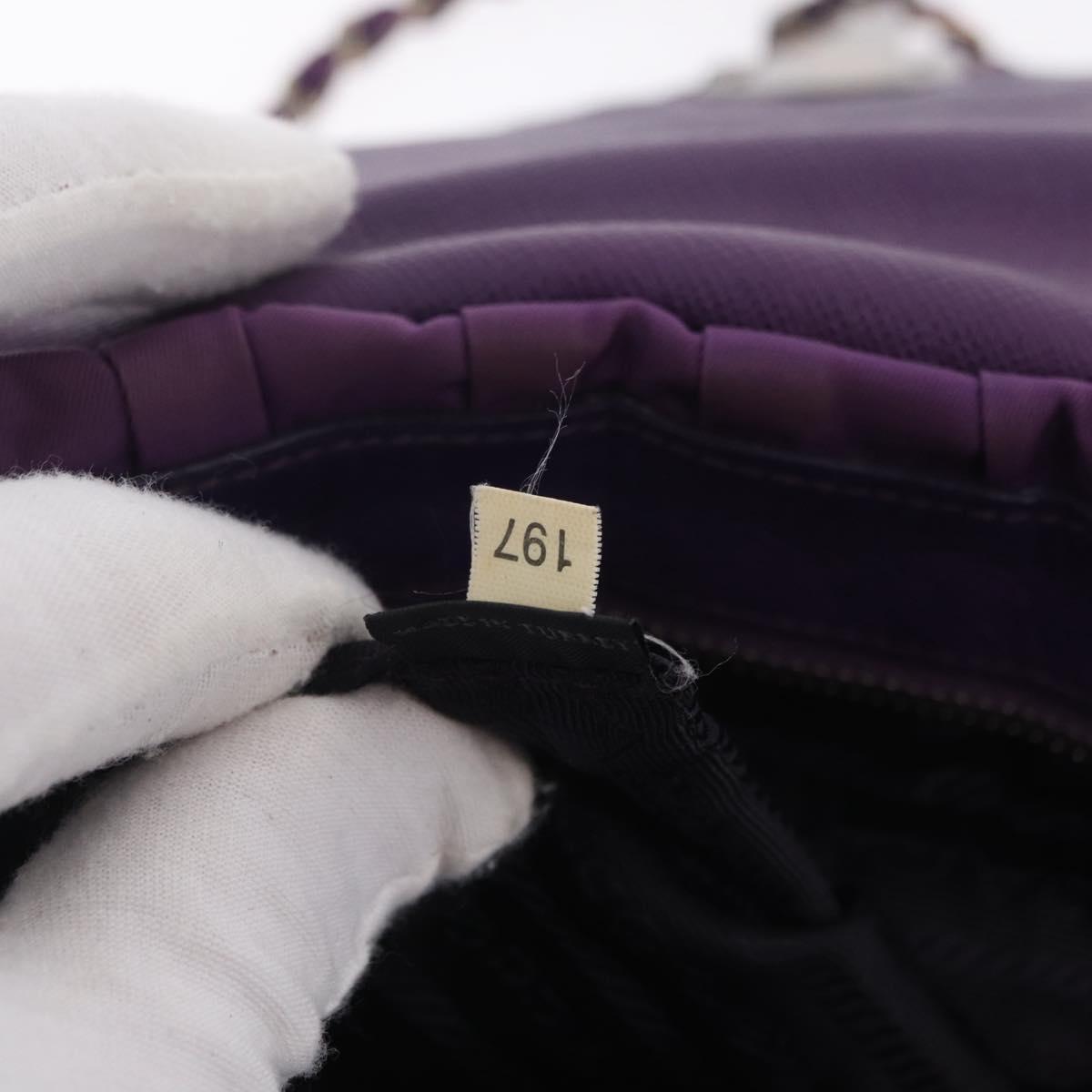 PRADA Chain Shoulder Bag Nylon Purple Silver Auth ka6524