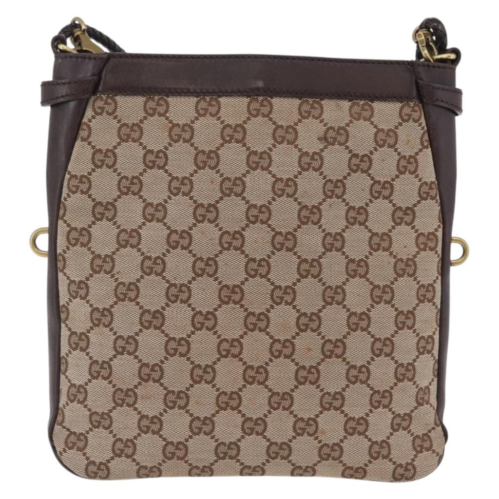 GUCCI GG Canvas Shoulder Bag Beige Gold 109106 Auth ka6563