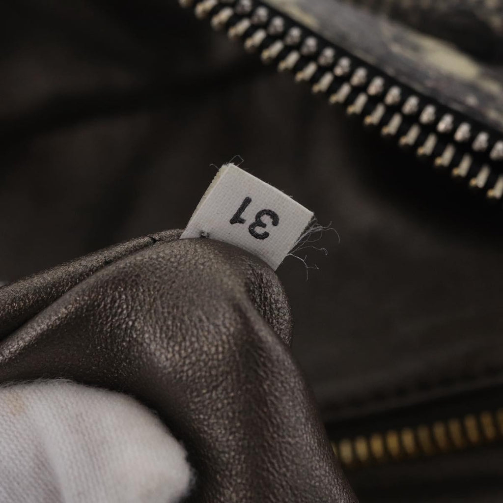 PRADA Hand Bag Leather Gray Gold Auth ka6590V