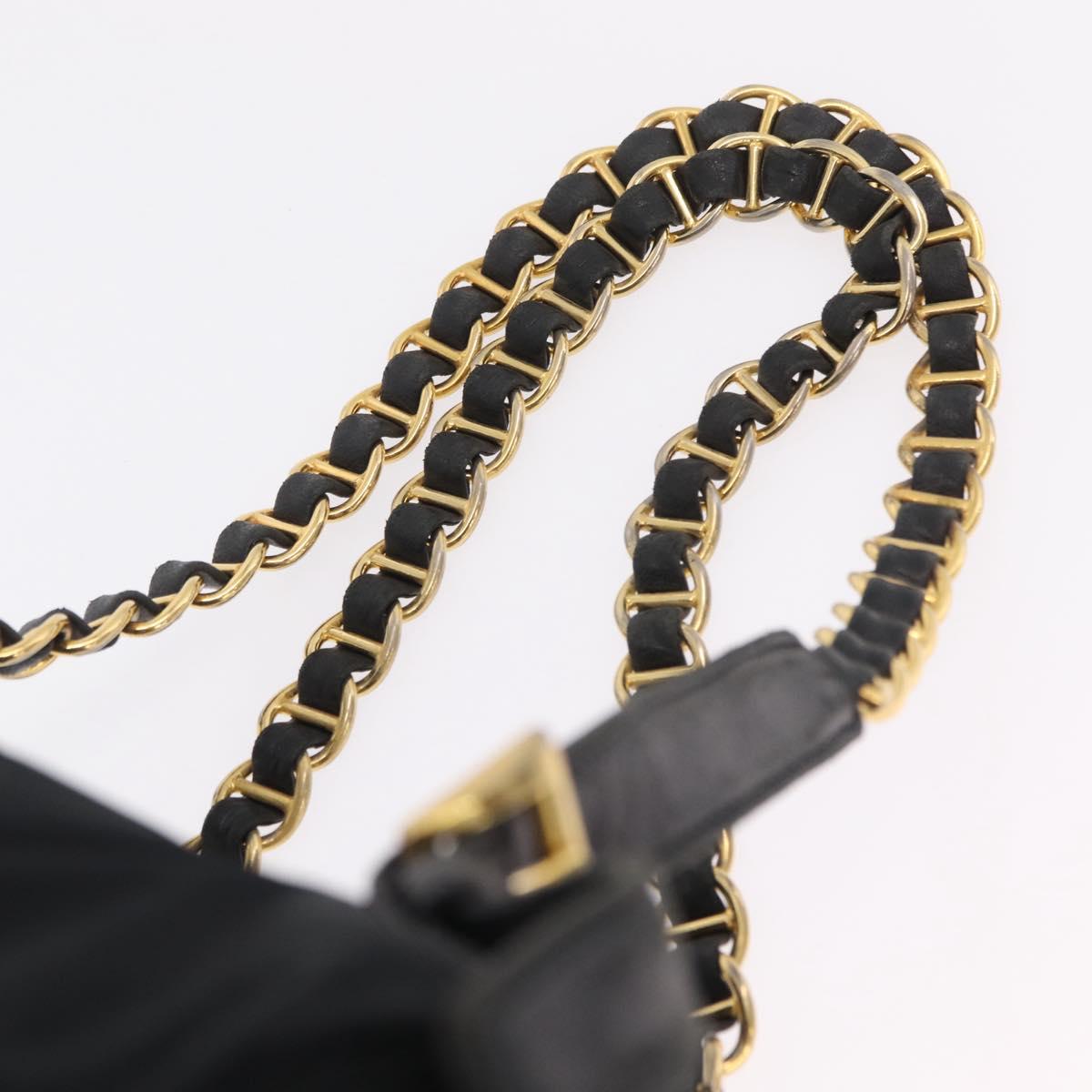 PRADA Backpack Nylon Black Gold Auth ka6591