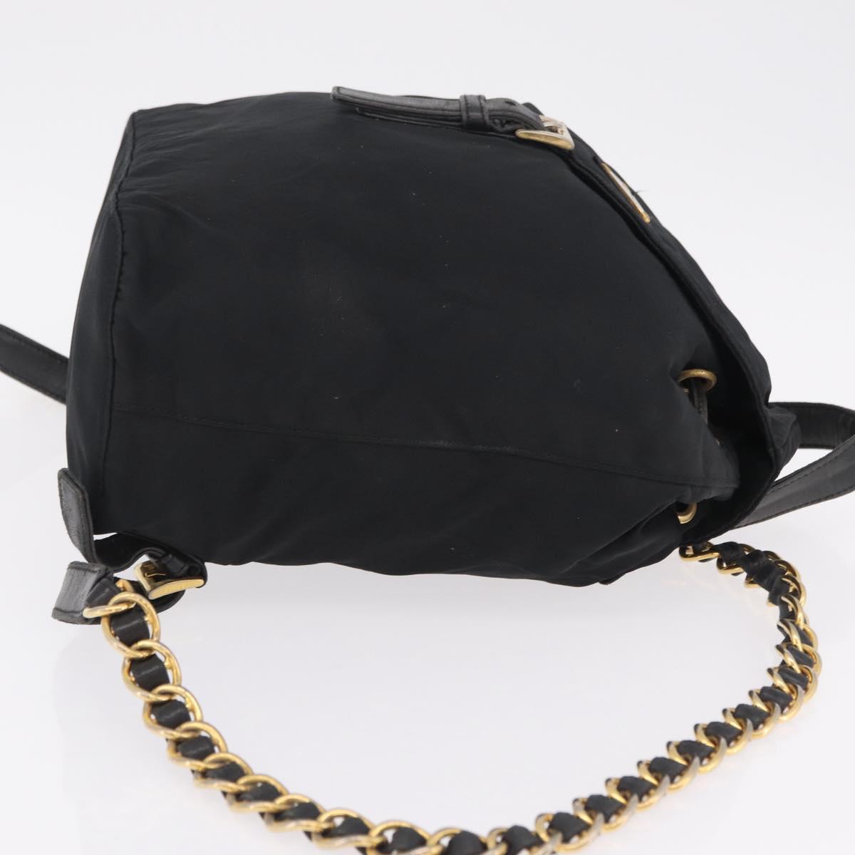 PRADA Backpack Nylon Black Gold Auth ka6591