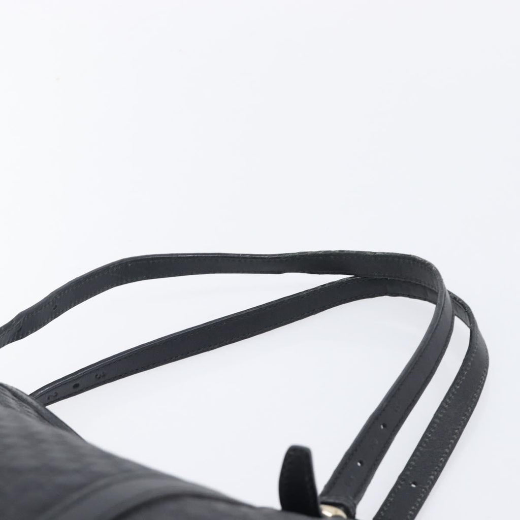 GUCCI Micro GG Canvas Guccissima Tote Bag Leather Black Gold 449647 Auth ka6642