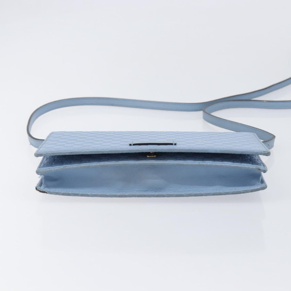 GUCCI Micro GG Canvas Guccissima Shoulder Wallet Leather Blue 466507 Auth ka6660