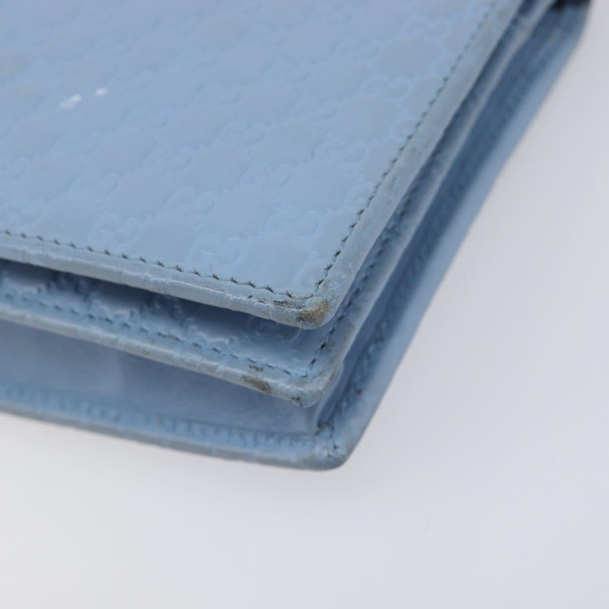 GUCCI Micro GG Canvas Guccissima Shoulder Wallet Leather Blue 466507 Auth ka6660