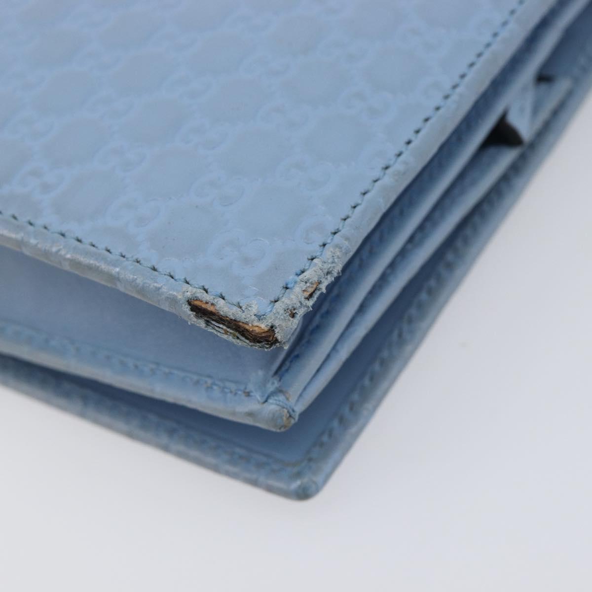 GUCCI Micro GG Canvas Guccissima Shoulder Wallet Leather Blue 466507 Auth ka6660