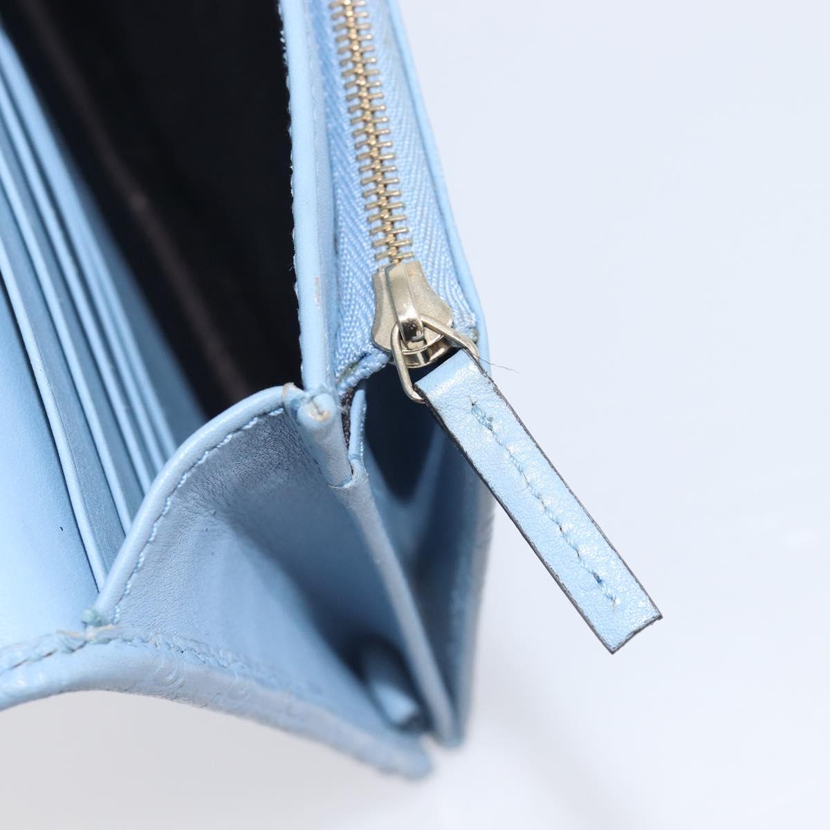 GUCCI Micro GG Canvas Guccissima Shoulder Wallet Leather Blue 466507 Auth ka6660