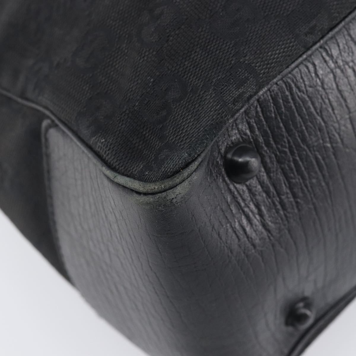 GUCCI GG Canvas Bamboo Hand Bag Black 112526 Auth ka6667