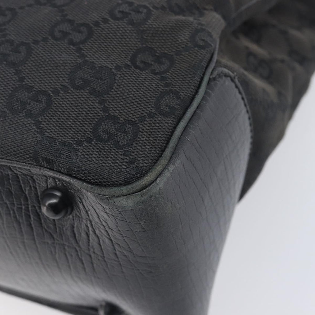 GUCCI GG Canvas Bamboo Hand Bag Black 112526 Auth ka6667