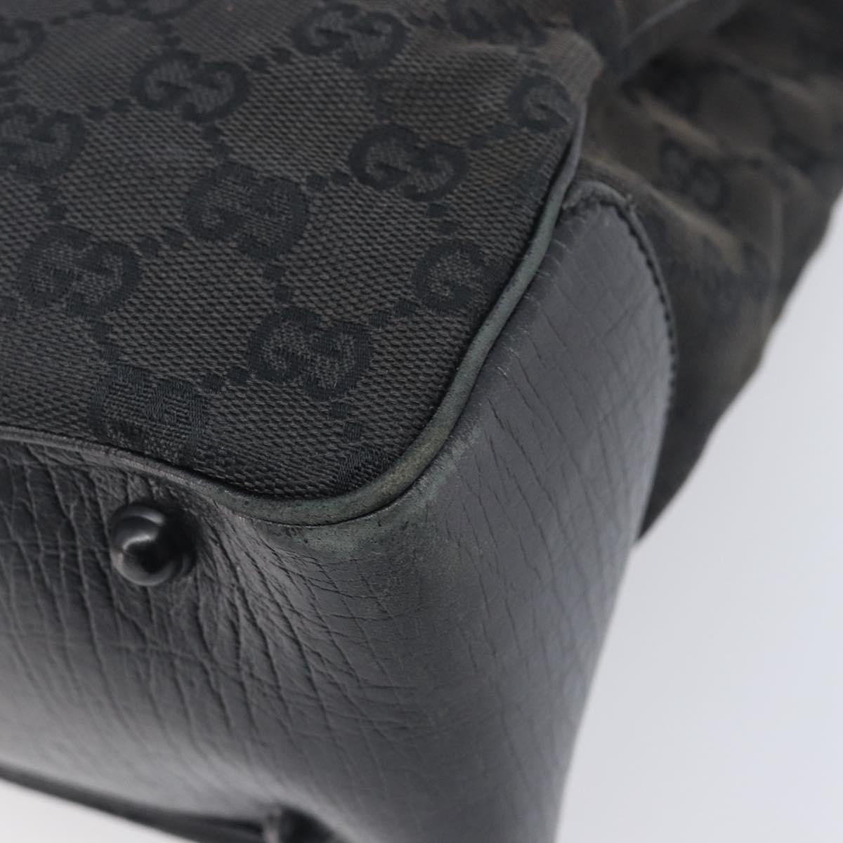 GUCCI GG Canvas Bamboo Hand Bag Black 112526 Auth ka6667
