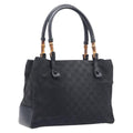 GUCCI GG Canvas Bamboo Hand Bag Black 112526 Auth ka6667