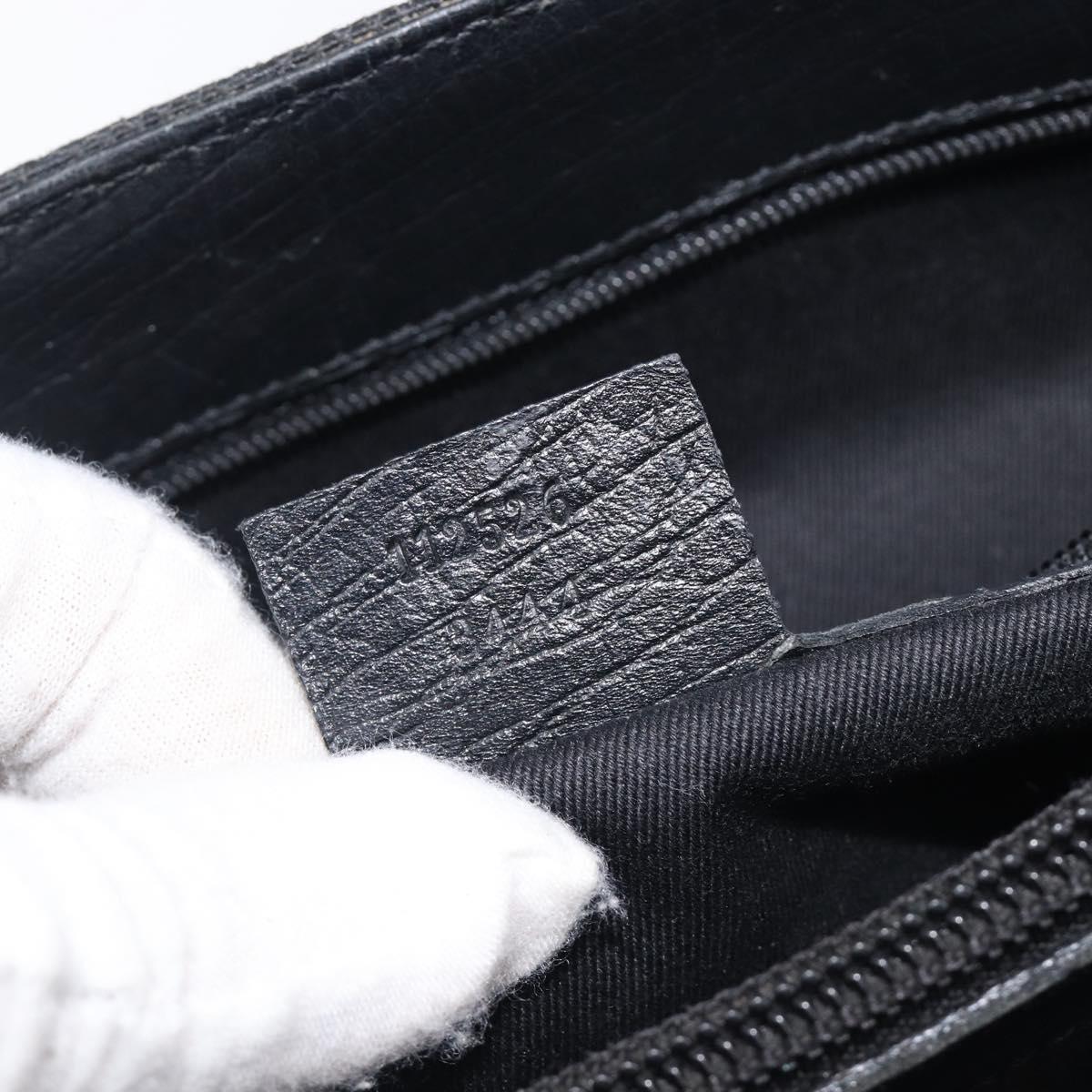 GUCCI GG Canvas Bamboo Hand Bag Black 112526 Auth ka6667