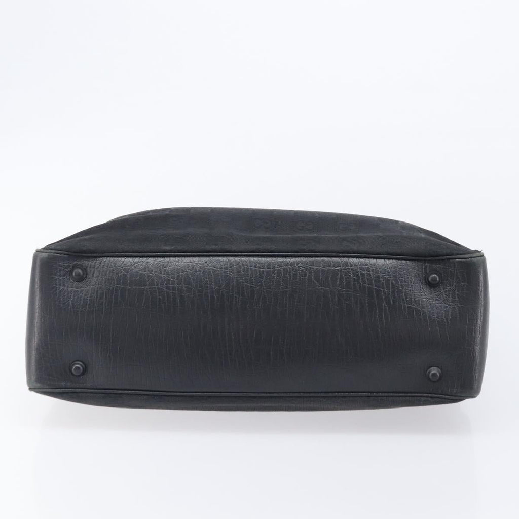 GUCCI GG Canvas Bamboo Hand Bag Black 112526 Auth ka6667