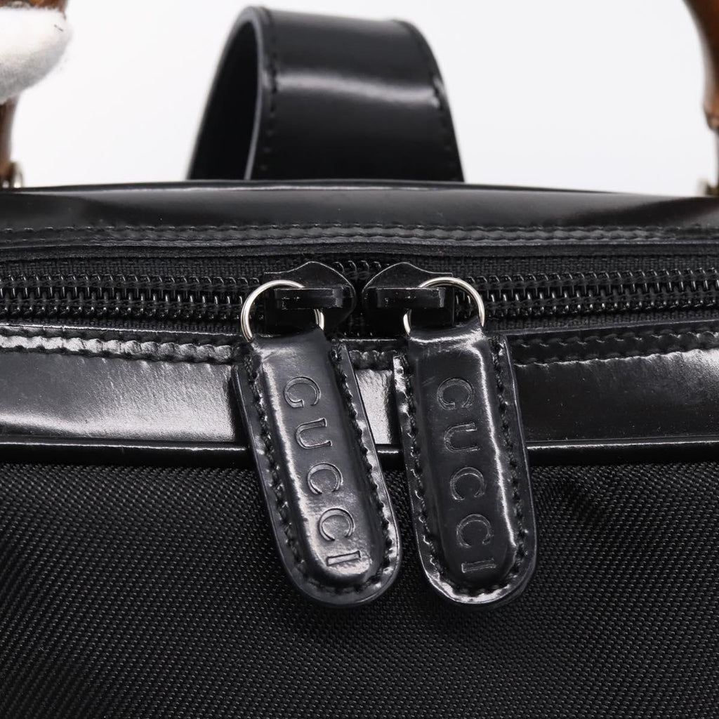 GUCCI Bamboo Shoulder Bag Nylon Black 003 2058 0059 5 Auth ka6673