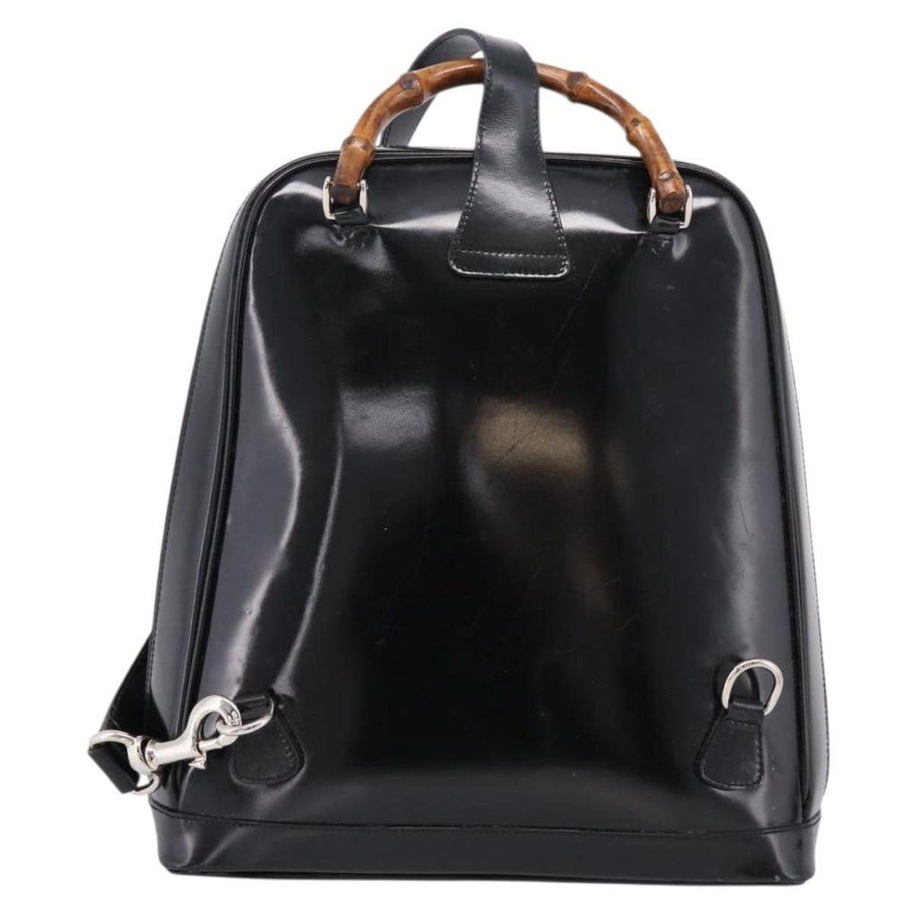 GUCCI Bamboo Shoulder Bag Nylon Black 003 2058 0059 5 Auth ka6673