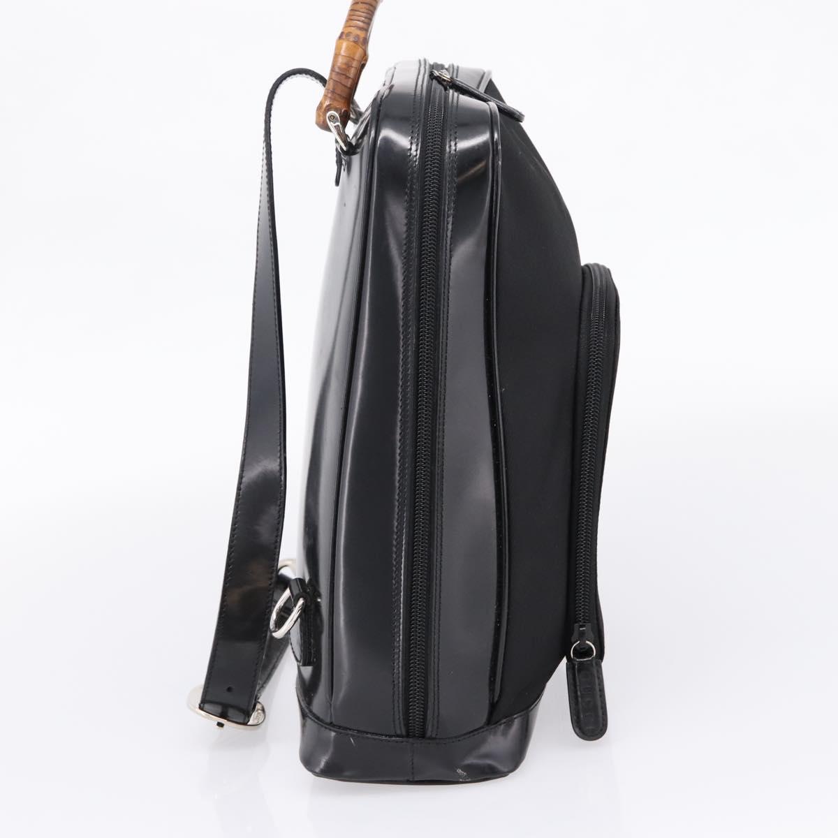 GUCCI Bamboo Shoulder Bag Nylon Black 003 2058 0059 5 Auth ka6673