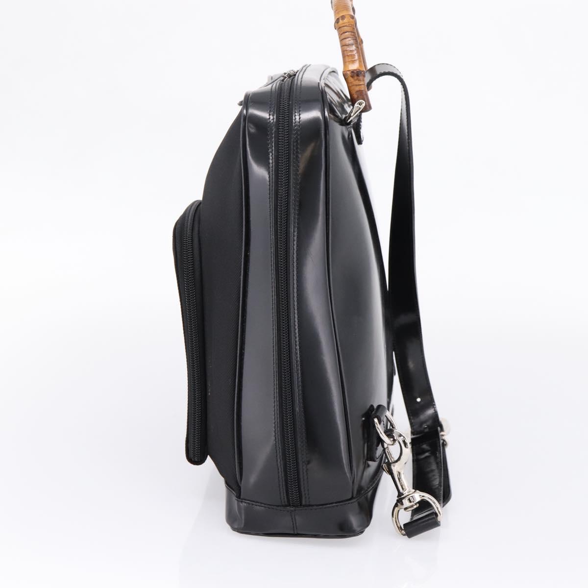 GUCCI Bamboo Shoulder Bag Nylon Black 003 2058 0059 5 Auth ka6673